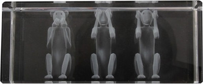 Eternal Gandhi Crystal Cube With 3 Monkeys Mark Ix Decorative Showpiece - 5 cm(Crystal, Clear)