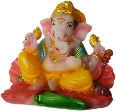 

Heeran Art Vastu Fang Shui Religious Idol of Lord Ganesha Bust Statue Decorative Showpiece - 10 cm(Polyresin, Multicolor)