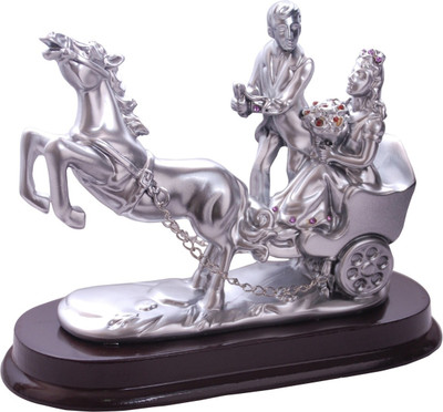 

Oyedeal Chariot Riding Couple Decorative Showpiece - 12 cm(Polyresin, Silver)