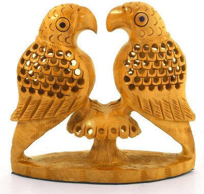 

Shree Sai Handicraft Wooden Home DéCor Fine Carved Wood Parrot Pair Gift Decorative Showpiece - 8 cm(Wooden, Brown)