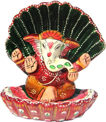 32% OFF on Handicrafts Paradise Ganesh Decorative Showpiece - 10 cm(Aluminium, Multicolor)