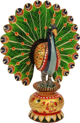 

Craft International Wooden Painted Peacock Sculpture 6 inch Decorative Showpiece - 15 cm(Wooden, Multicolor)
