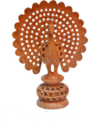 

eCraftIndia Handcarved Dancing Peocock Decorative Showpiece - 12.7 cm(Wooden, Brown)