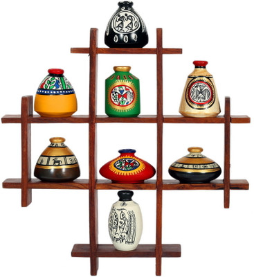 

Indikala Decoration Stand With Eight Elegant Pots Wooden Wall Shelf(Multicolor)