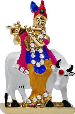

Kulin Lord Krishna With Cow For Car Dashboard | Idols For Car Dashboard | Home Decor Decorative Showpiece - 4 cm(Gold Plated, Multicolor)