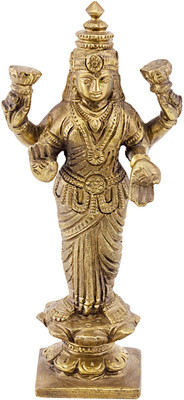Prachin Bnz Laxmi Standing Decorative Showpiece - 13 cm(Bronze, Multicolor) Prachin Bnz Laxmi Standing Decorative Showpiece - 13 cm(Bronze, Multicolor)