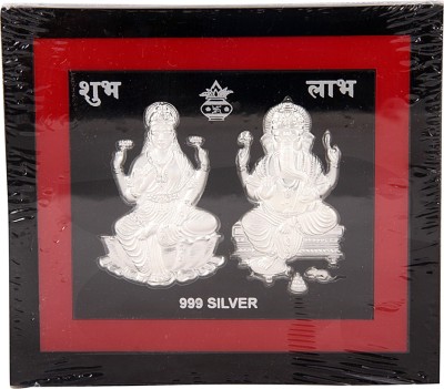 Siri Creations 999 Pure silver Lakshmi ganesha frame with acralyic Decorative Showpiece  -  11 cm(Brass, Silver)