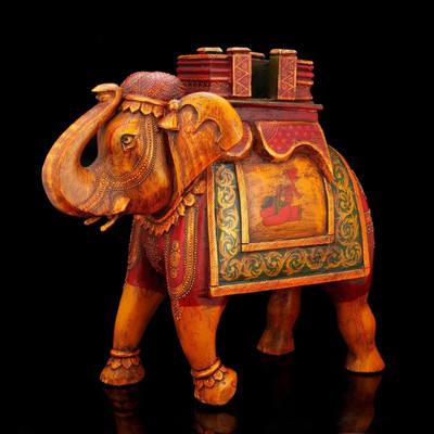 

Collectible India Large Elephant Statue Wooden Handpainted Animal Figurine Decorative Showpiece - 31.25 cm(Wooden, Multicolor)