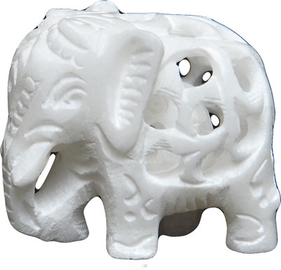 

Artist Haat White Marble Elephant Sculpture Hand Carved Decorative Showpiece - 6 cm(Stoneware, White)