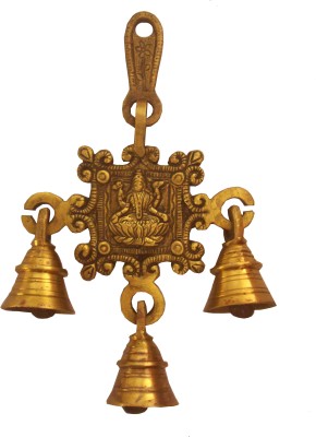 Aesthetic Decors Laxmi Flower Design Decorative Hanging Bell Decorative Showpiece  -  18 cm(Brass, Gold)