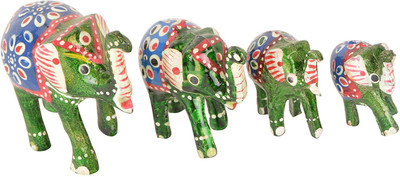 

ALISHA TRADING COMPANY HandPainted Elephant Showpiece (Green, Pack of 4) Decorative Showpiece - 5 cm(Plastic, Multicolor)