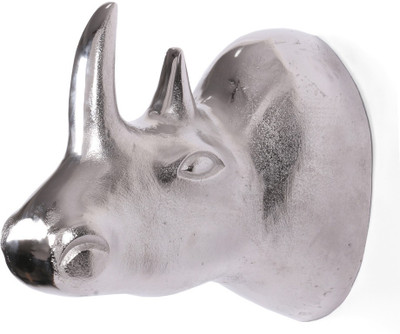 

Collectible India Large Rhinoceros Wall Sculpture Hanging Figurine Decorative Showpiece - 26 cm(Aluminium, White)