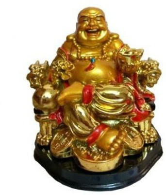 

Ripe India Feng Shui Laughing Buddha Sitting On Chair (BIG SIZE 13 CM) Decorative Showpiece - 13 cm(Porcelain, Gold)