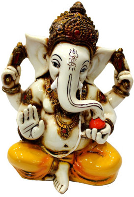 

7 Ocean Raja Ganesh Decorative Showpiece - 17 cm(Polyresin, Stoneware, Multicolor)