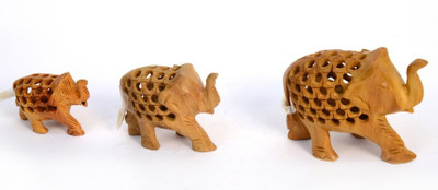 

ByCue Elephant Decorative Showpiece - 2.5 cm(Wooden, Brown)