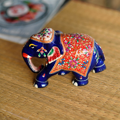 

eCraftIndia Colorful Meenakari Elephant Figurine Decorative Showpiece - 13 cm(Aluminium, Blue, Red, Green)