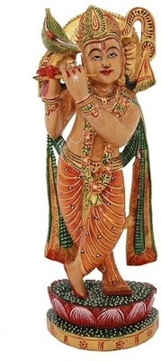 

Craft International Lord Krishna Decorative Showpiece - 30.5 cm(Wooden, Multicolor)
