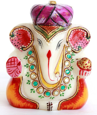 

Craft International Marble Safa Ganesha Gold Painted for Home - 4 Inch ( Purple ) Decorative Showpiece - 11.5 cm(Stoneware, White)