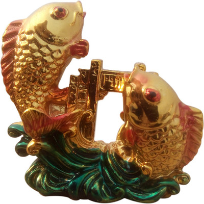 

Ehatti Feng Shui Golden Dolphin Fish Decorative Showpiece - 7 cm(Polyresin, Gold)