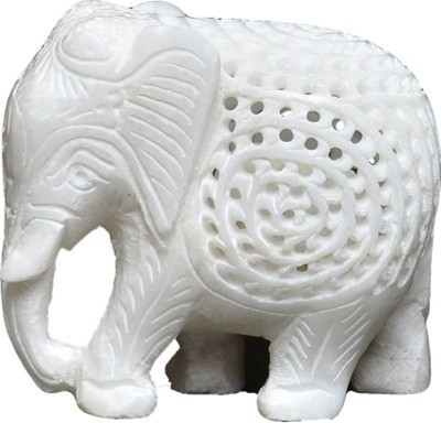

Anshul Fashion Handicraft Inlay Work Elephant Decorative Showpiece - 8 cm(Stoneware, White)