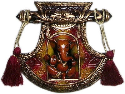 26% OFF on Megifting Hand Fan Shaped Ganesha-Wall Hanging- Size Small Decorative Showpiece - 11 cm(Polyresin, Multicolor)