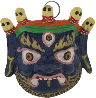 

DivyaMantra Nazar Battu Mahakala Mask Decorative Showpiece - 10 cm(Aluminium, Blue)