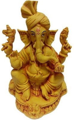 

Ruchi World Maharaja Ganesh Idol Decorative Showpiece - 4 cm(Stoneware, Brown)