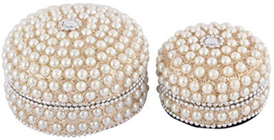 HOUZZPLUS Metal Decorative Sindur Dani (Silver, Pack of 2) Decorative Showpiece  -  4 cm(Cast Iron, Silver)