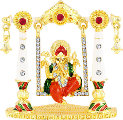 

Kulin Jhula God Ganesh | Ganpati | Lord Ganesha Idol - Statue Gift item Decorative Showpiece - 6 cm(Gold Plated, Multicolor)