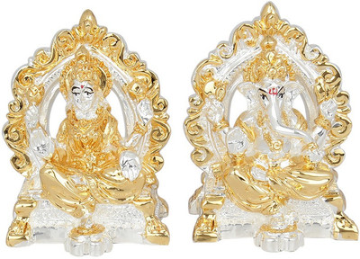 

Jewel99 Ganesh & Laxmi Decorative Showpiece - 6.2 cm(Silver, Silver)