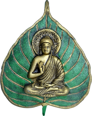 

Handecor Buddha on Leaf Wall Hanging Decorative Showpiece - 20 cm(Aluminium, Multicolor)