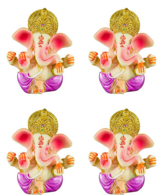 Gods & Gifts Lord Ganesha | Ganesh | Ganpati ( Combo of 4 Statues) Showpiece - 8 cm(Polyresin, Multicolor) available at flipkart for Rs.400