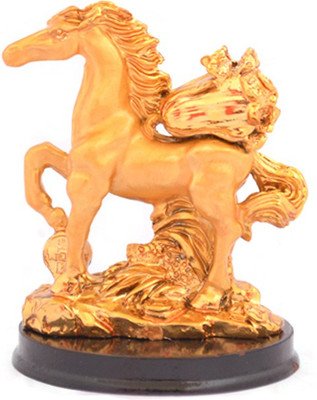 

Kriti Creations Feng Shui Horse with Pok Choy Decorative Showpiece - 7 cm(Polyresin, Multicolor)