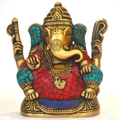 Collectible India Ganesh Statue ( Lambodar, Ganpati, Gajanan) - Beautiful Inlay Handwork , Antique Finish Decorative Showpiece - 15.24 cm(Brass, Gold) Collectible India Ganesh Statue ( Lambodar, Ganpati, Gajanan) - Beautiful Inlay Handwork , Antique Finish Decorative Showpiece - 15.24 cm(Brass, Gold)