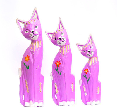 

Art Godaam Hand painted cat Decorative Showpiece - 35 cm(Wooden, Purple)