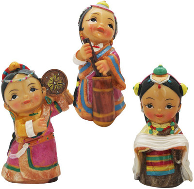 

DivyaMantra Set Of Tibetan Ethnic Dolls (4478) Decorative Showpiece - 12.5 cm(Polyresin, Multicolor)