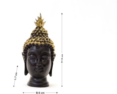 

K&P Buddha Face Small Black Decorative Showpiece - 14 cm(Polyresin, Multicolor)