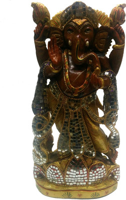 

Ratoomals Wooden Ganesha Standing Painted Decorative Showpiece - 30 cm(Wooden, Multicolor)
