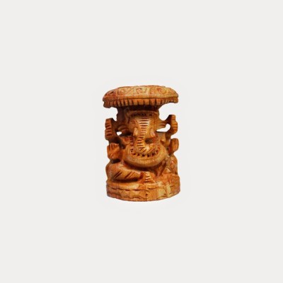 Dekor World Wooden Ganesha Decorative Showpiece  -  5 cm(Wood, Brown)