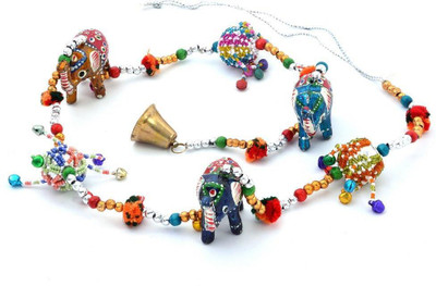 

UFC Mart Handcrafted Rajasthani Elephant Door Hanging Decorative Showpiece - 7 cm(Paper Mache, Multicolor)