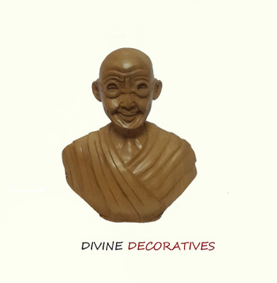 DivineCrafts Decorative Gandhiji Bust Decorative Showpiece - 7.62 cm(Wooden, Brown)
