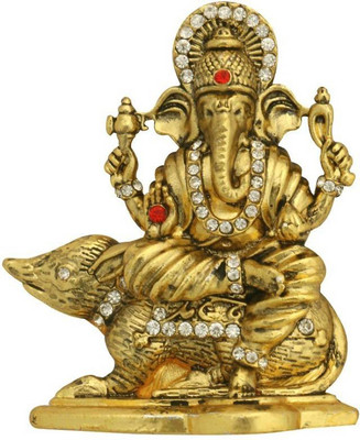 Swarnim Jewellers Lord Ganesha Decorative Showpiece - 7.5 cm(Brass, Gold)