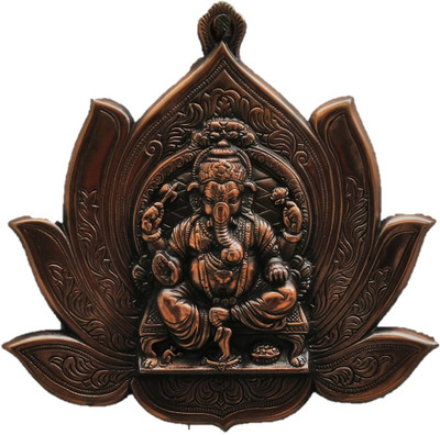 

JaipurCrafts Matel Wall Hanging Of Lord Ganesha On Lotus Decorative Showpiece - 25.4 cm(Aluminium, Brown)