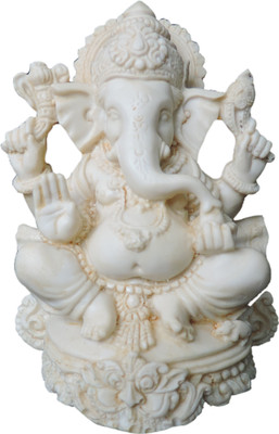 

Shivani Art New Blessing Ganesh Statue l Polymarble Ganesh Idol l Hand Made Ganesh Murti l Best Gift l Home Decor Decorative Showpiece - 10 cm(Polyresin, White)