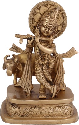 ARIHANT CRAFT Hindu God Krishna Idol Kanha Statue Kanahiya Sculpture Hand Craft Decorative Showpiece  -  16.5 cm(Brass, Yellow, Gold)