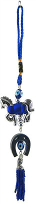 

Vastu Art Feng Shui / Evil Eye Horse And Horse Shoe Hanging For Good Luck And Prosperity , Horse Zodiac Decorative Showpiece - 24 cm(Plastic, Blue)