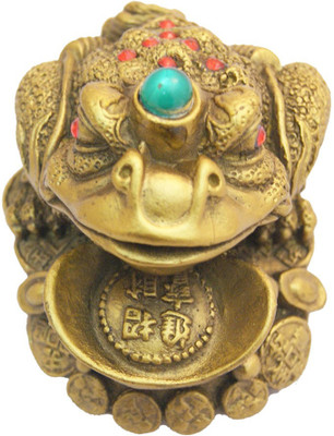 

DivyaMantra Feng Shui King Money Frog Decorative Showpiece - 7 cm(Polyresin, Yellow)