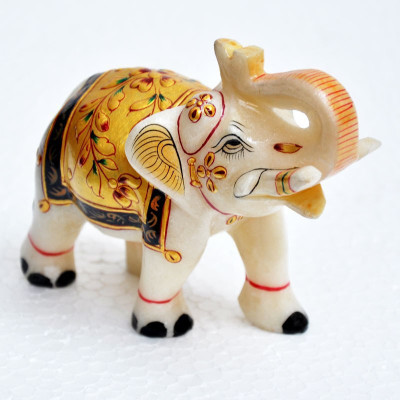 

Pooja Creation Marble Indian Elephent Decorative Showpiece - 11 cm(Stoneware, White)