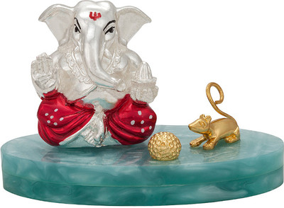 

Siri Creations Ladoo Plated Ganesha Decorative Showpiece - 8.5 cm(Silver Plated, Silver)