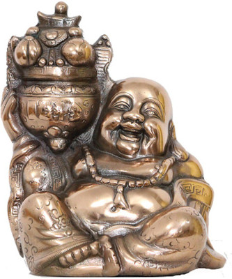 

Apkamart Hand Crafted Laughing Buddha 10 Inch - in Metal for Wealth and Happiness Decorative Showpiece - 25 cm(Cast Iron, Brown)